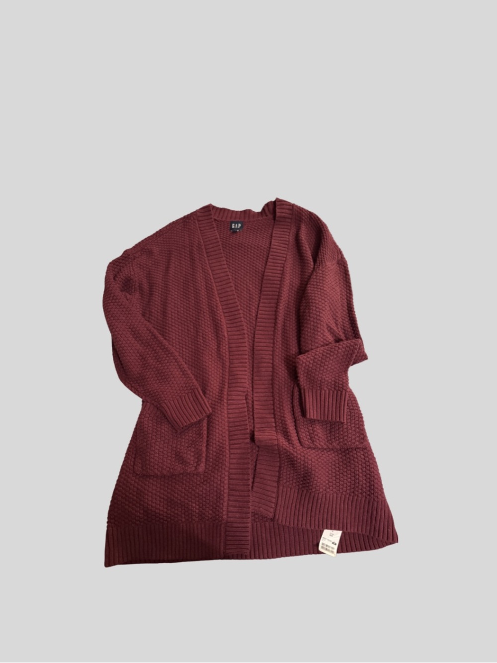 GAP Cozy Open-Front Women's Cardigan Duster Sweater - Deep Burgundy